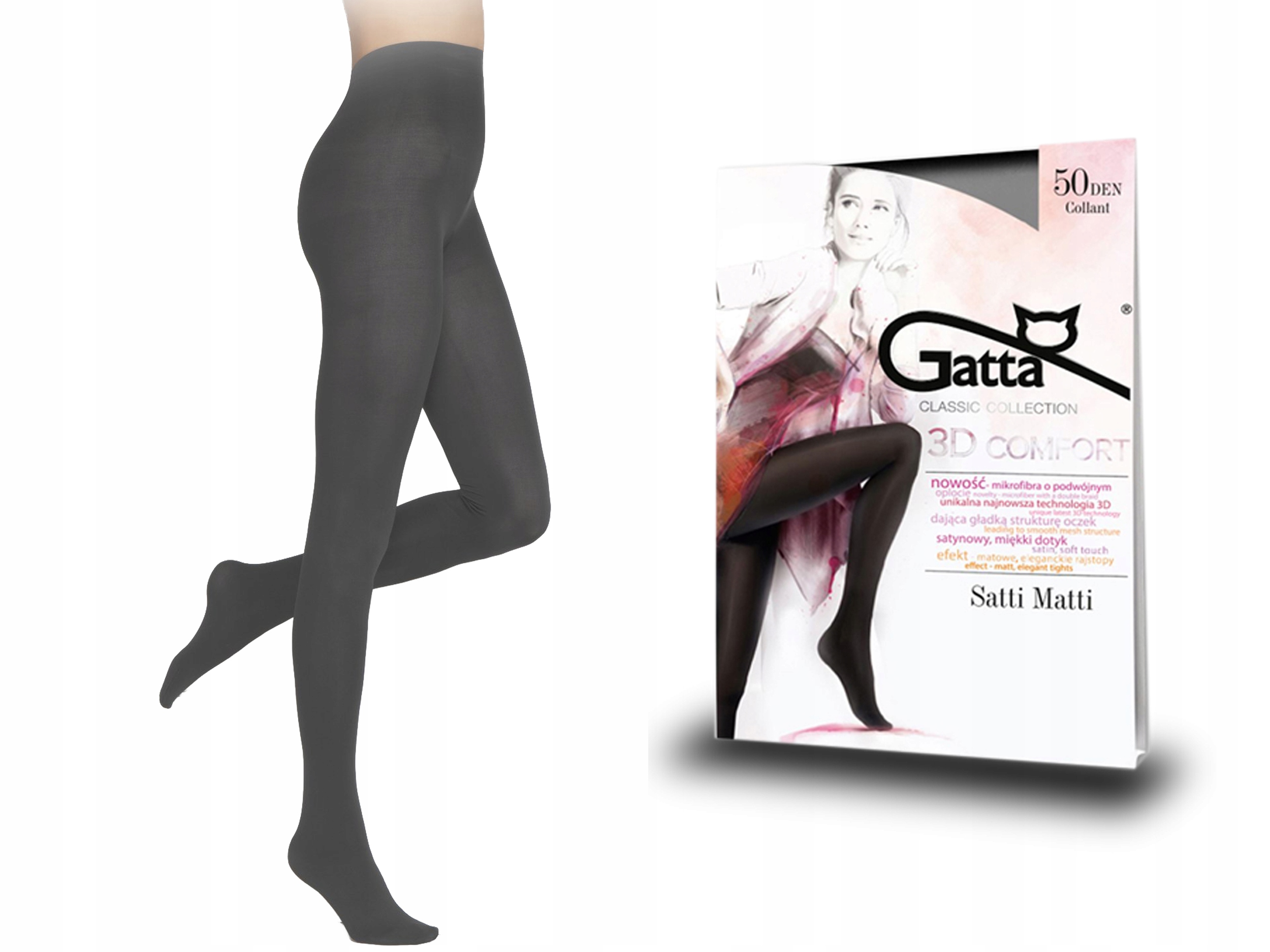 

Gatta rajstopy matowe Satti Matti 50den grafit 4-L