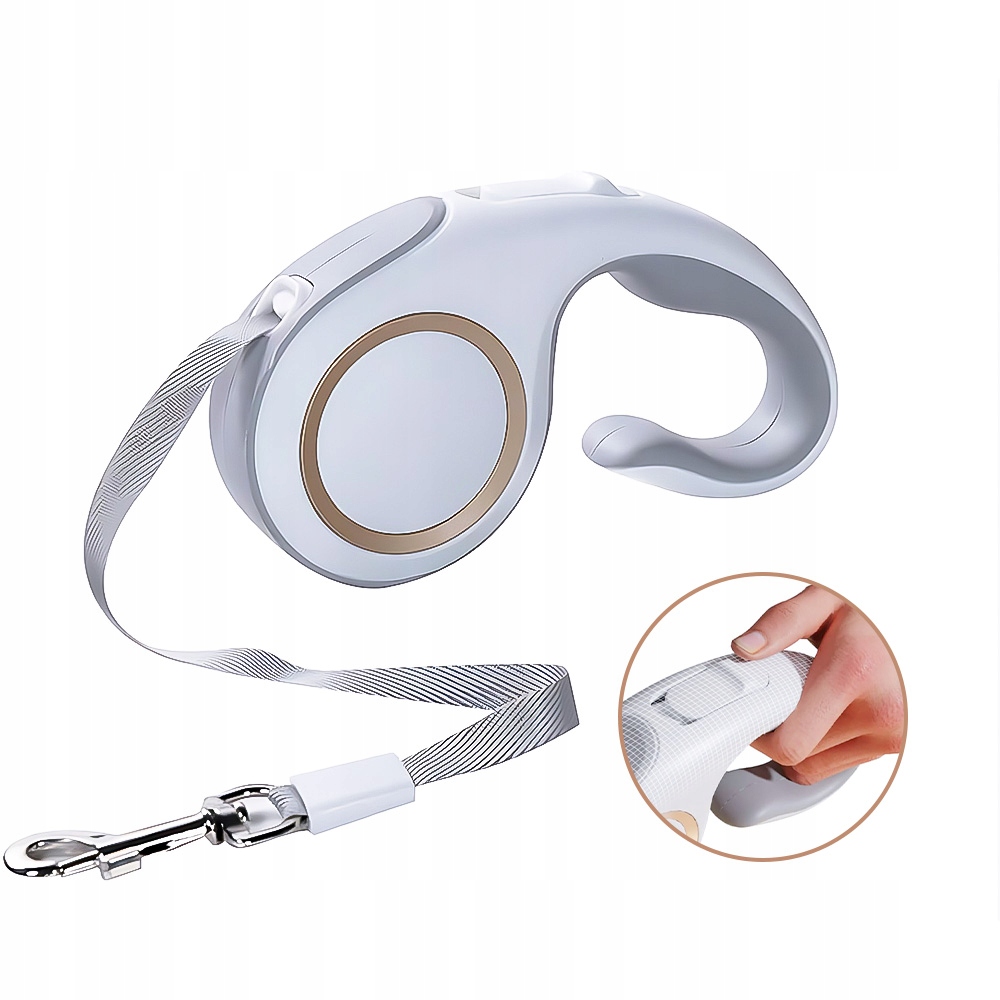 360° Rolovací Vodítko 5 M Pro Psa S Protiskluzovou Rukojetí, Noční Viditelnost