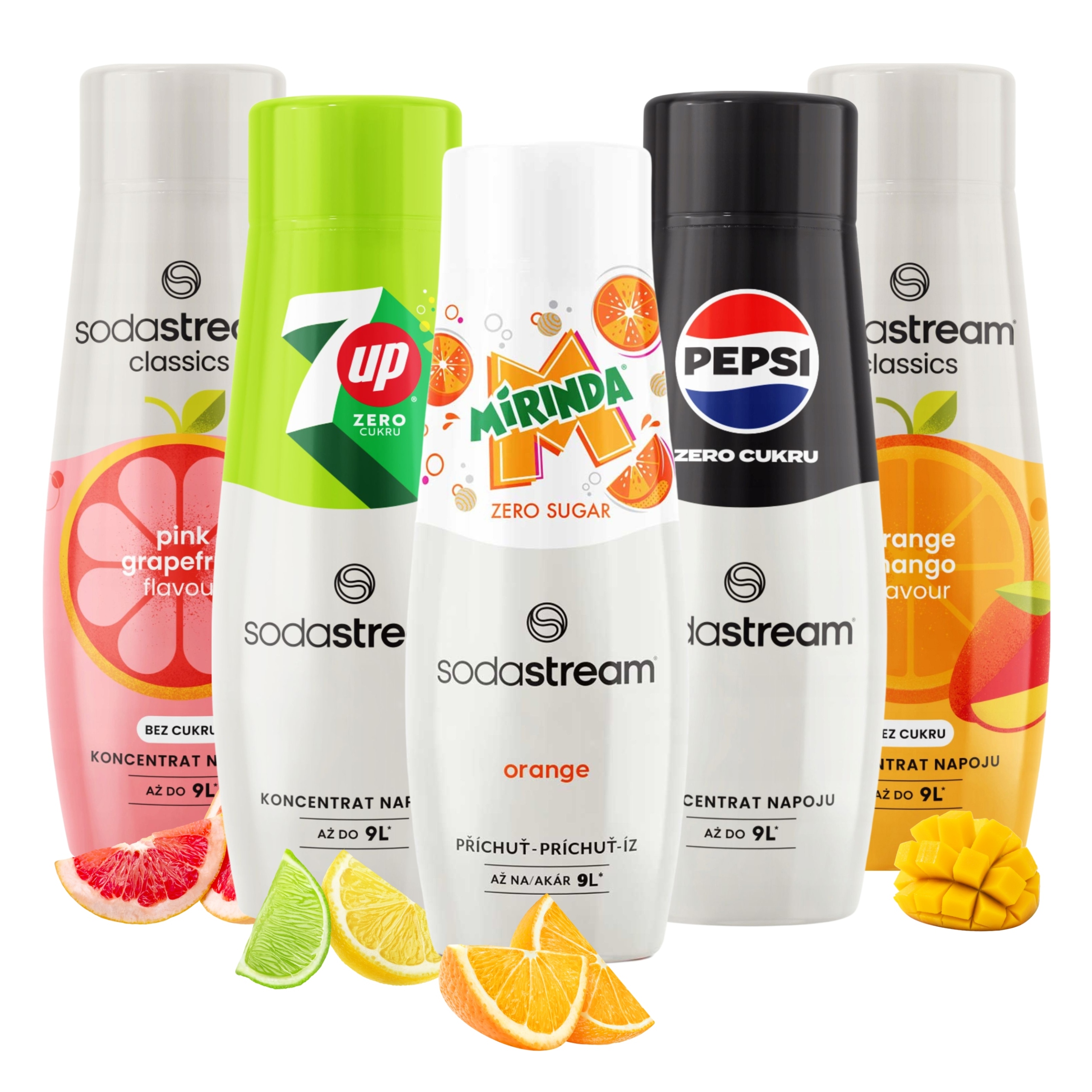 Levně 5 x Sirup Sodastream Set Bez Cukru Pepsi Max, Mirinda Zero, 7UP Zero Sok