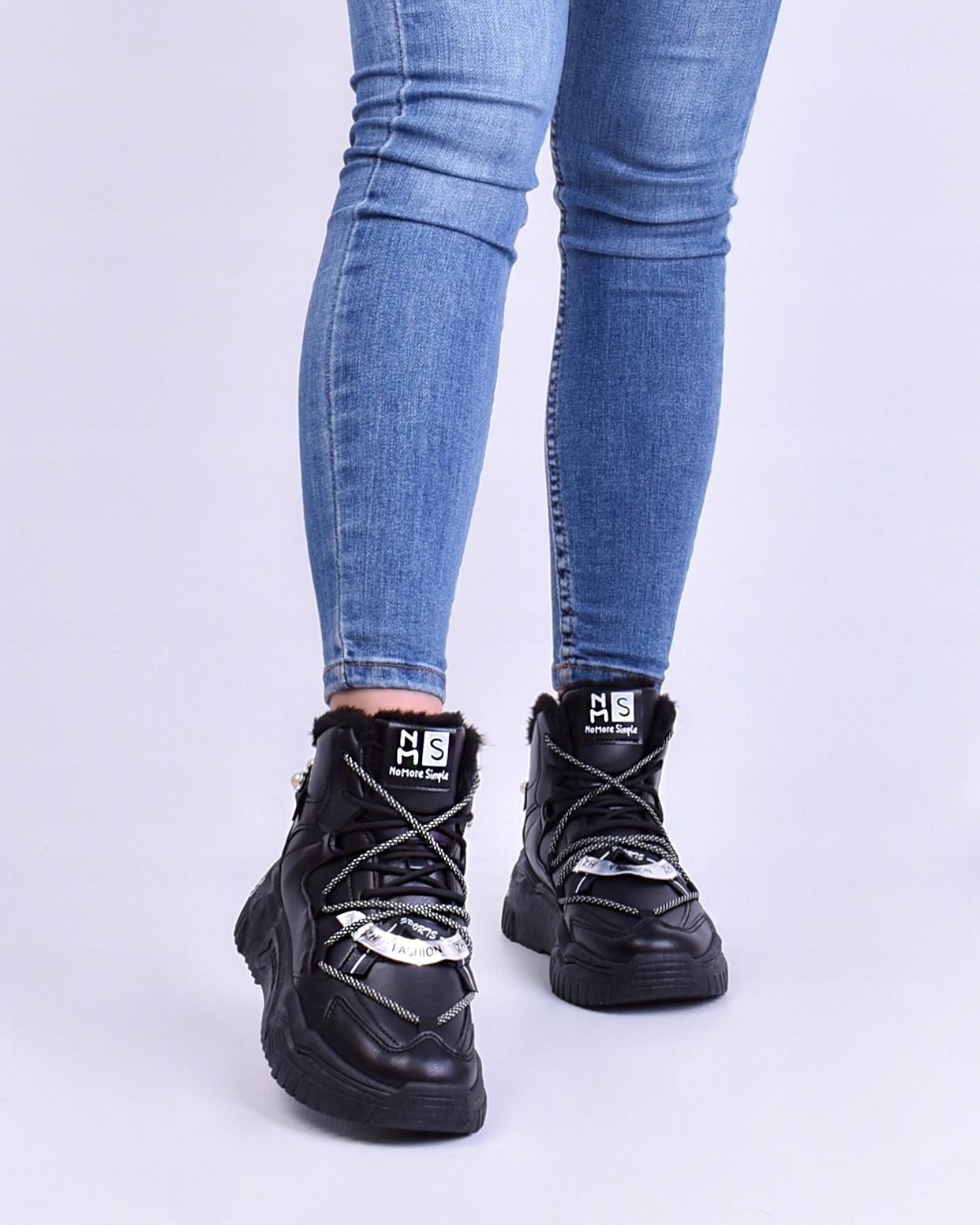 DAMSKIE BUTY ZIMOWE OCIEPLANE ŚNIEGOWCE CZARNE Rozmiar 39