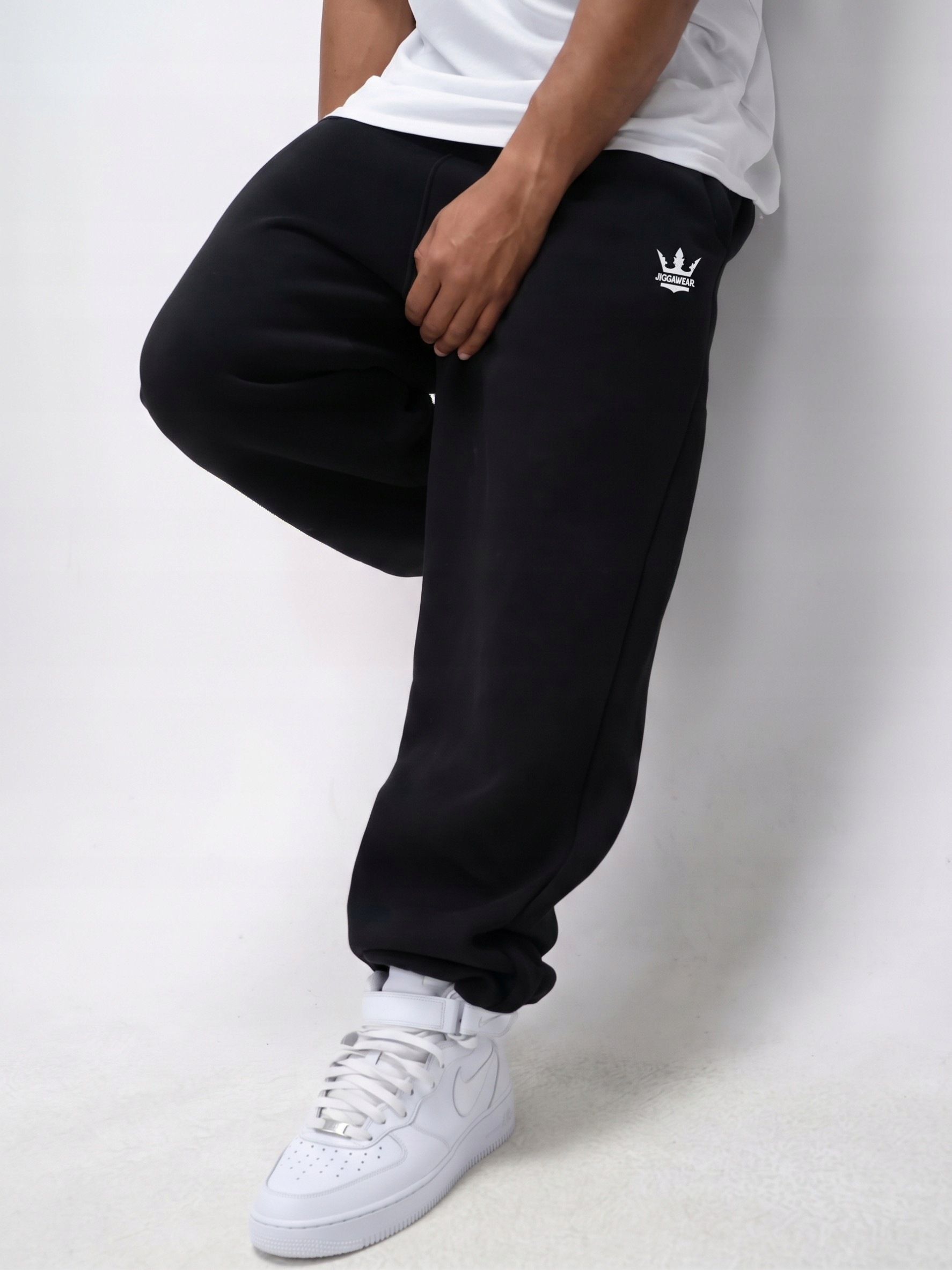 Široké Tepláky Baggy Pánské Černé Jigga Bavlněné Výšivky 5XL
