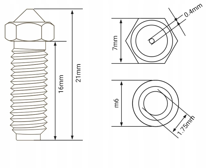 Dysza 1,0 mm mosiężna Anycubic Kobra 2 / Neo / Pro / Plus / Max Kod producenta DMK10