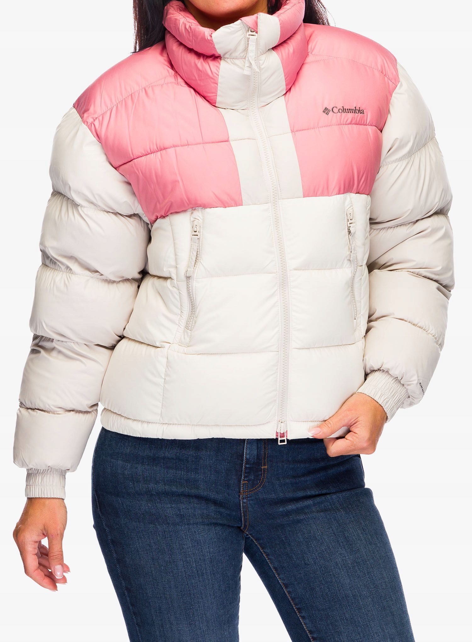 Dámská zateplená bunda Columbia Pike Lake II Cropped Jacket chalk/pink