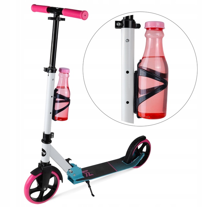 Hulajnoga Miejska Składana Regulowana Wysokość Uchwyt Na Bidon Pasek