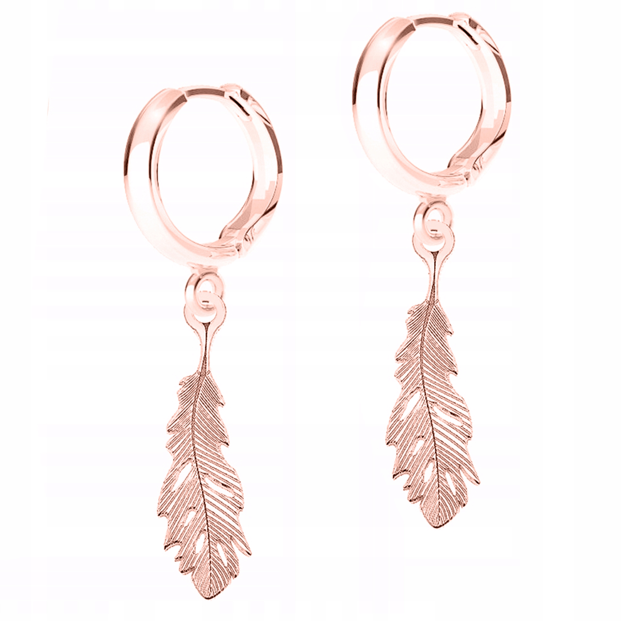 Náušnice Pozlacené ozdobné peří s peřím Listy Stříbro 925