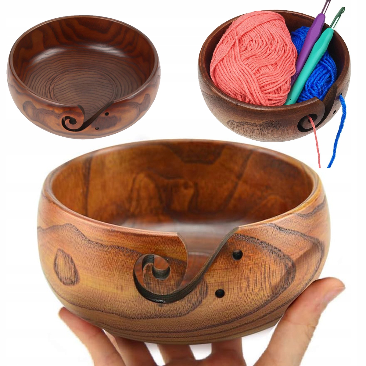 Miska Na Přízi Vlna Dřevěná Na Háčkování Diy Ozdobit 168-173MM