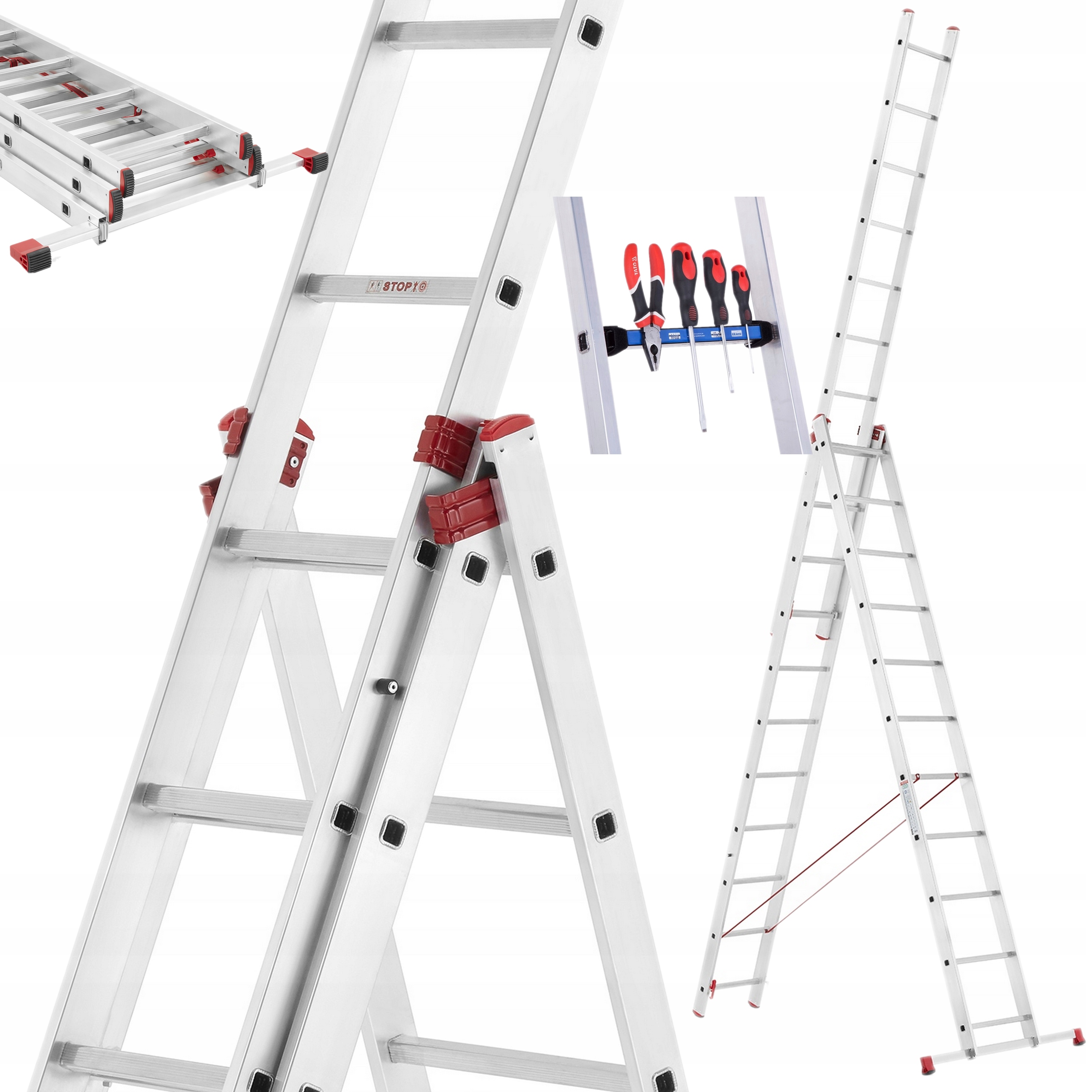 Premium Žebřík 3x11 7,69 m 18,3 Kg 150 Kg Hák Magnet nová technolo