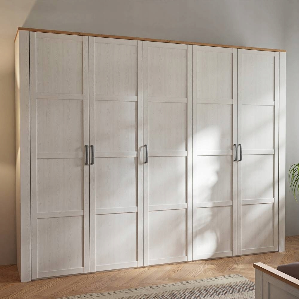 Pojemna szafa ubraniowa CHISBURY BHLS951 Biały, FORTE Głębokość mebla 59.6 cm