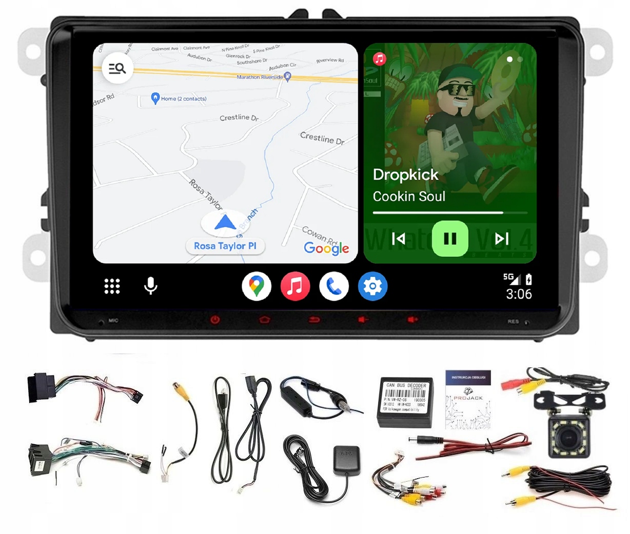 Rádio Navigácia Gps Android Škoda Fabia 2007-2014 Wifi Carplay 2GB 64GB