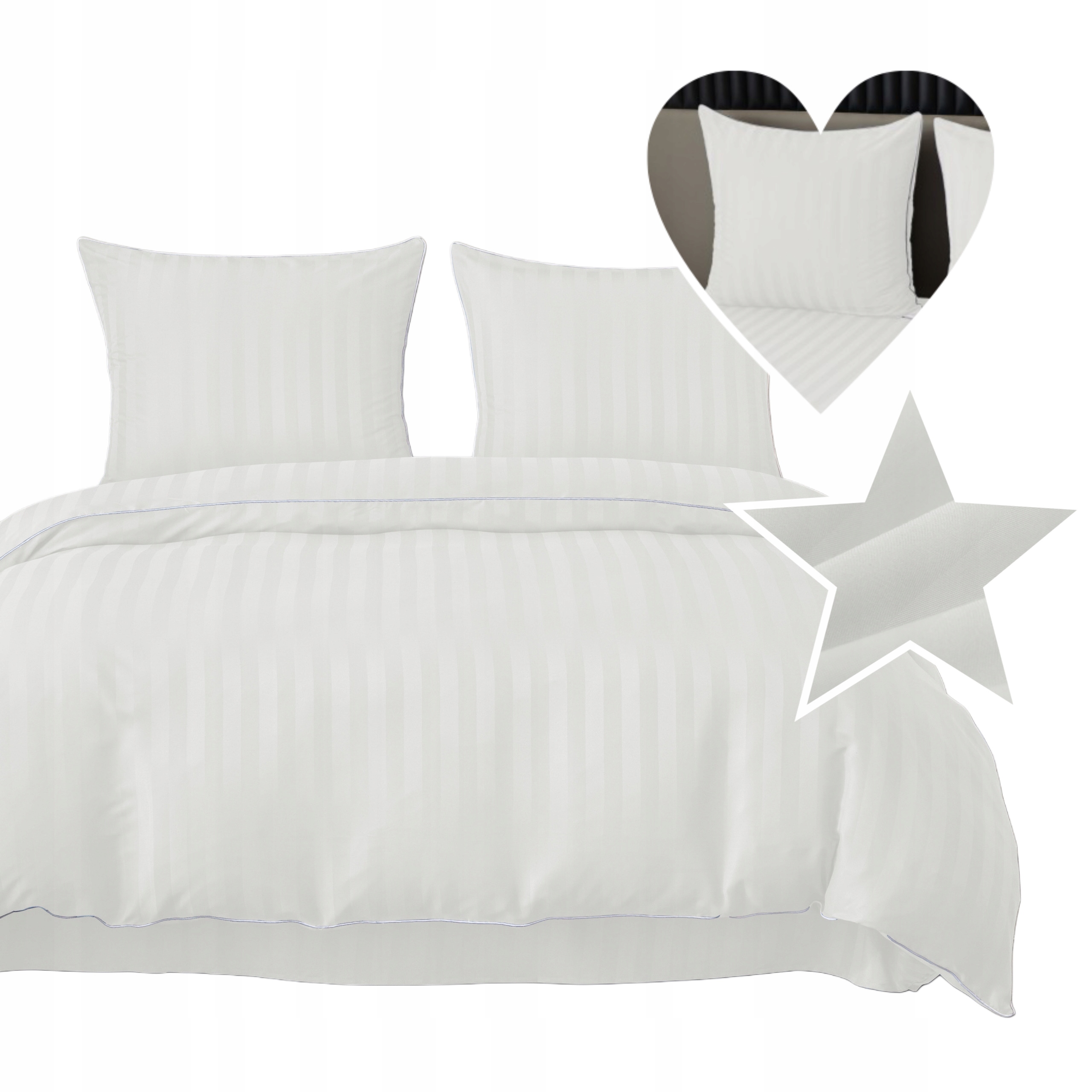 Povlečení z damašku 160x200 Klasický Odstín Bílé Jemné proužky Vkusné