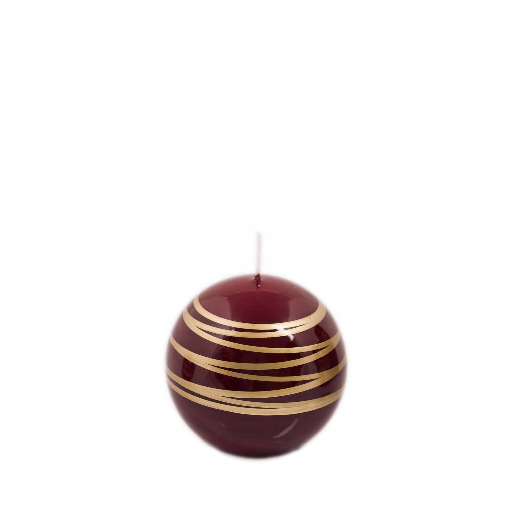 

Dekoracyjna świeca kula bordowo-złota spirala 8cm