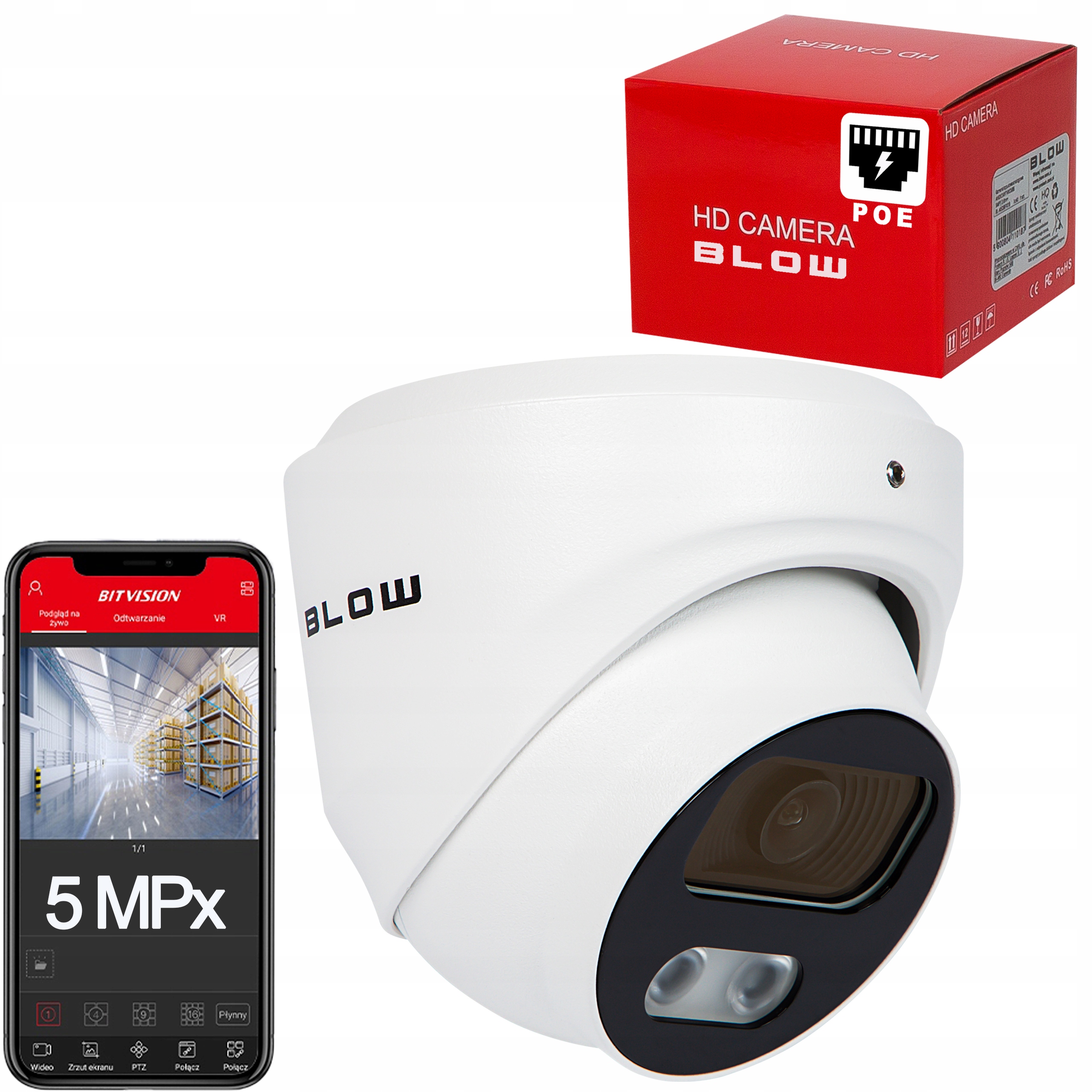 Vonkajšia Ip Poe Kamera Blow Detekcia 25 m Ir 2.8 mm Audio IP67 Metal 5MPx