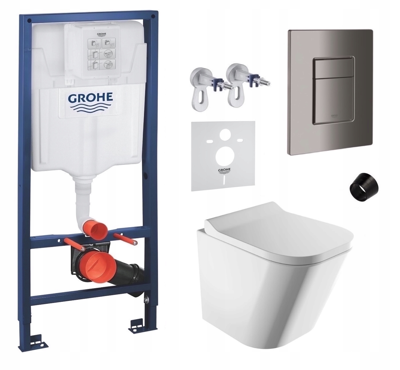 Podomietkový Wc set Grohe s miskou Fontana a tlačidlom Grafit Lesk Fresh