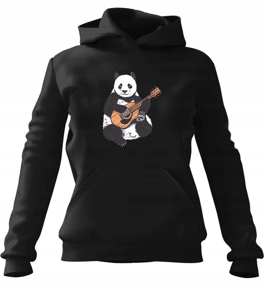 pánská mikina s kapucí Panda Hrající na kytaru Černá 3XL Pro něho Chlapa