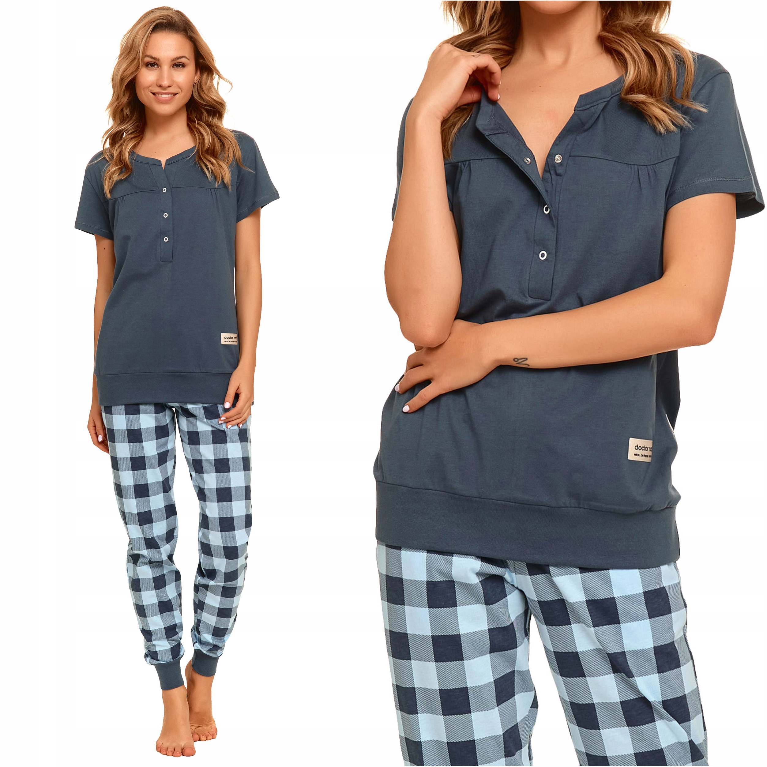 Piżama damska rozpinana krótki rękaw długie spodnie Doctor Nap 4430 S