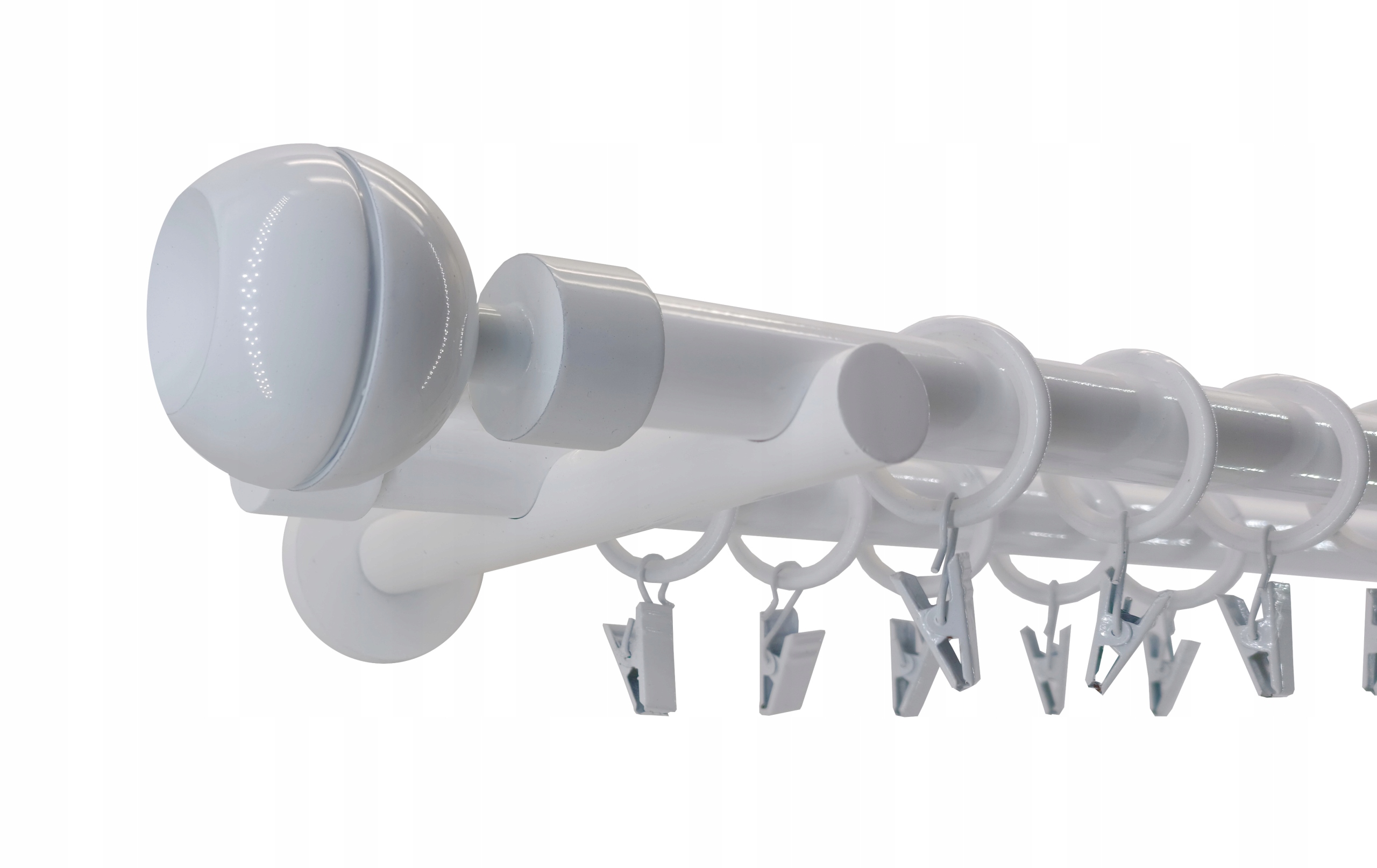 KARNISZ PODWÓJNY Metal 19+19mm BIAŁY 140cm OPTIC