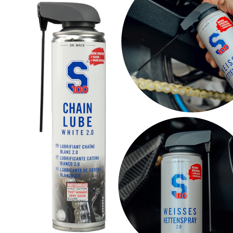 S100 Smar Do Łańcucha Motocyklowego W Sprayu White Chain Spray 2.0 400 ml