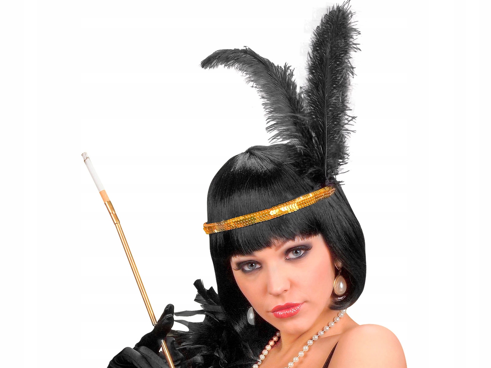 Opaska Retro złota z piórami Nowy Rok Sylwester