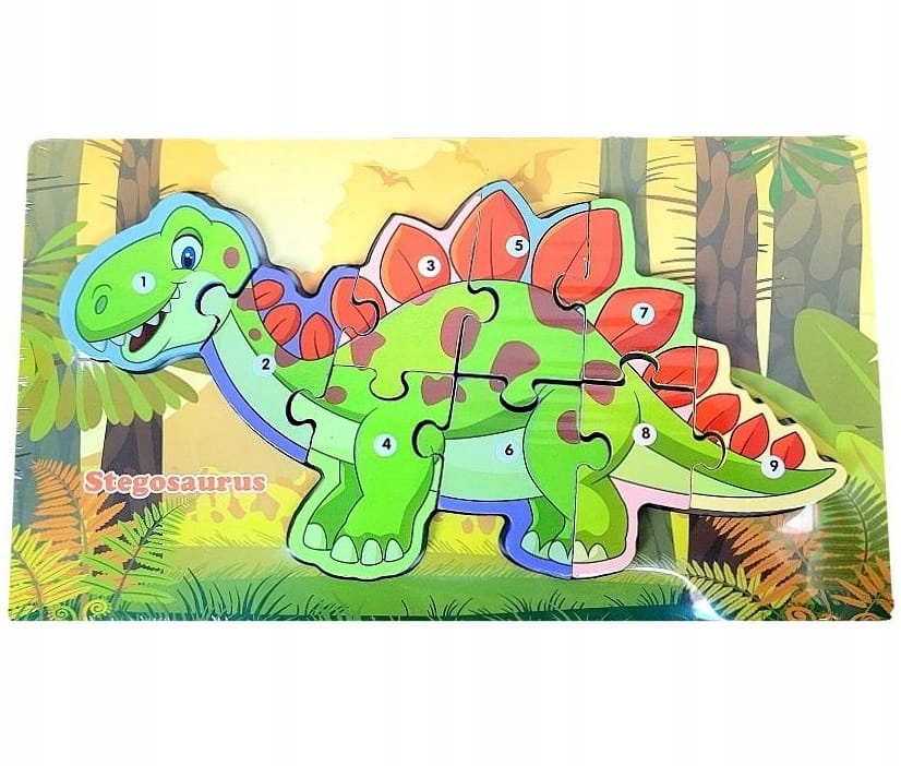 

Puzzle Układanka Drewniana Montessori Dinozaur 9EL