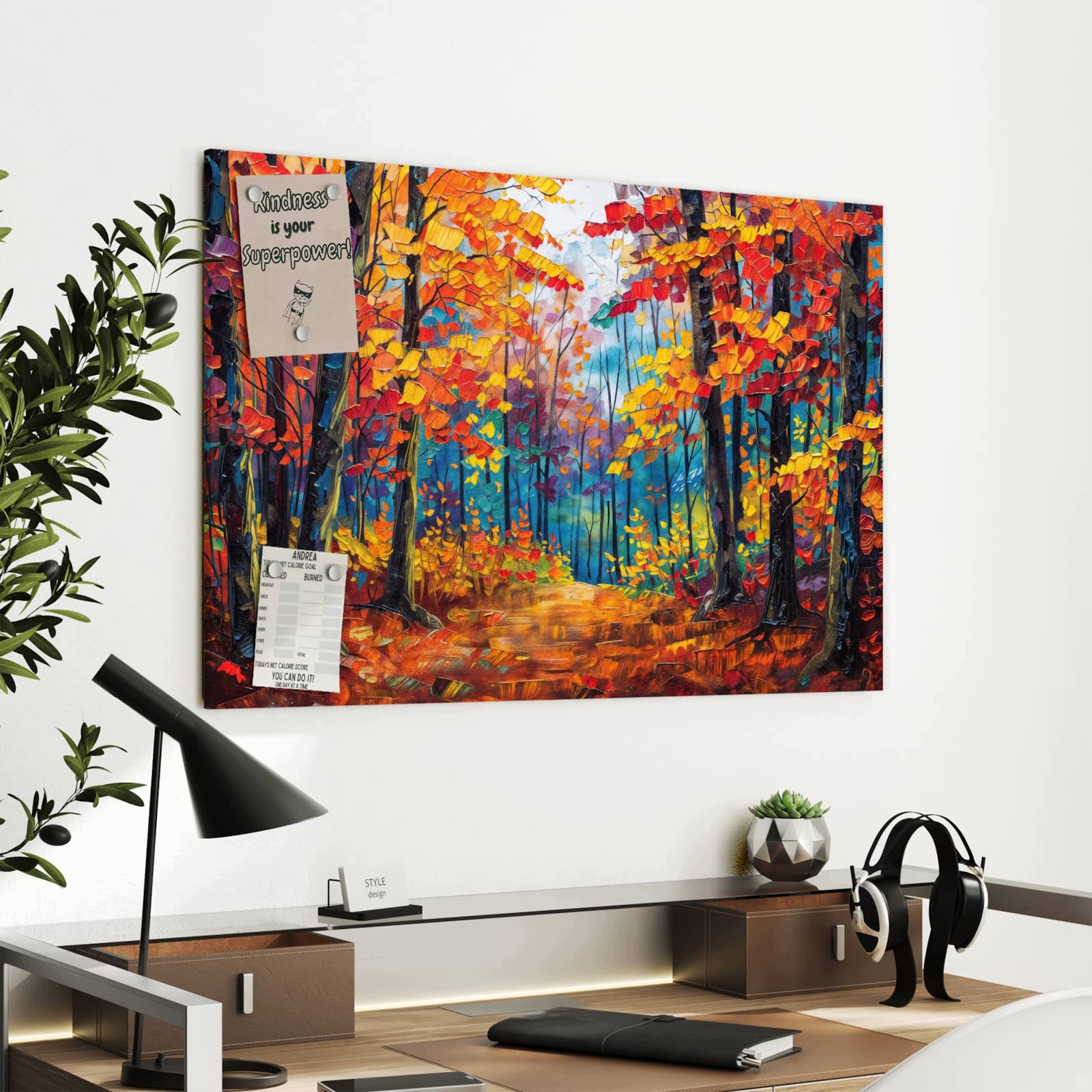 Magnetická tabule Podzimní les Stezka 90 × 60 cm