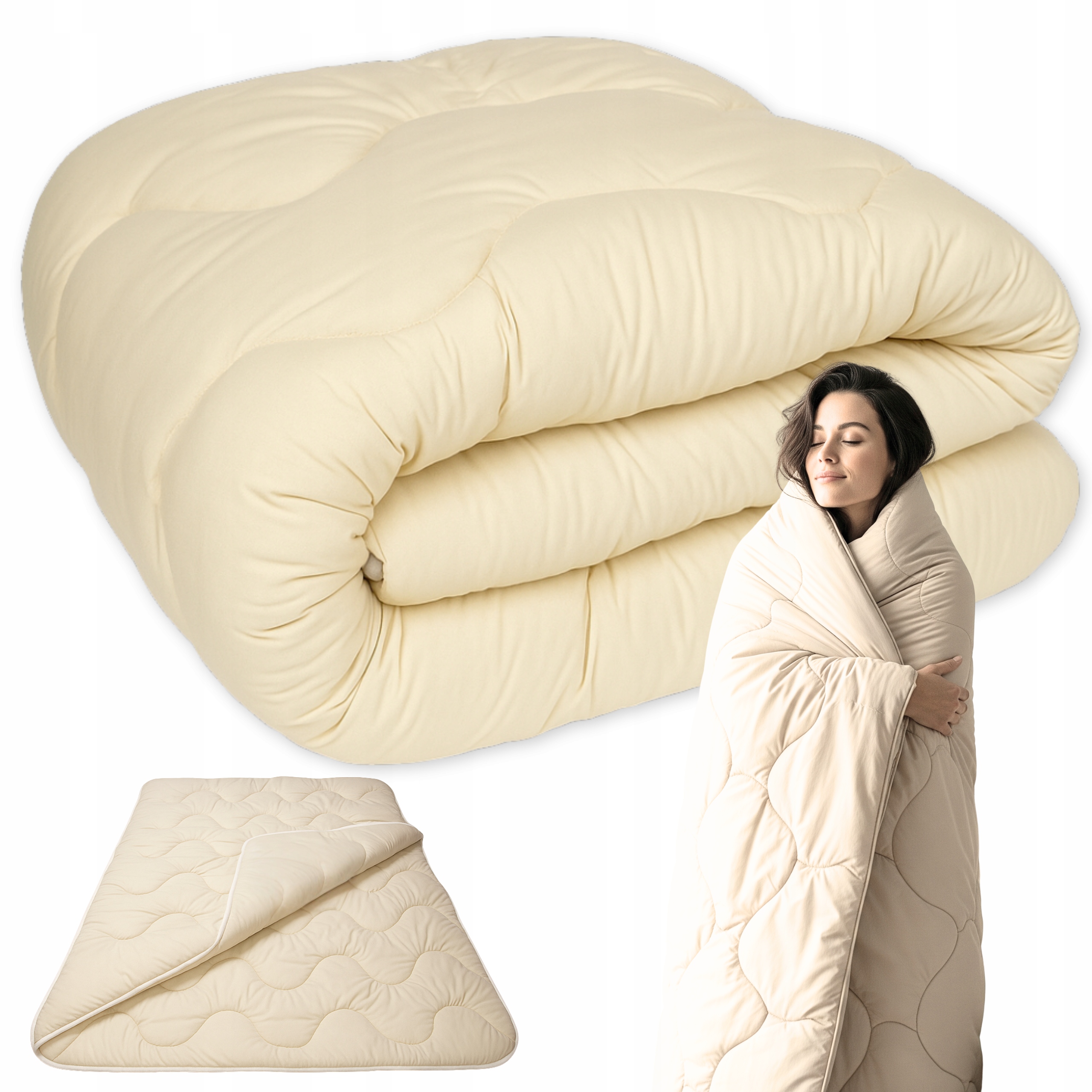 Antialergická Celoroční Přikrývka 180 x 200 cm Ecru Prošívaná nadýchaná