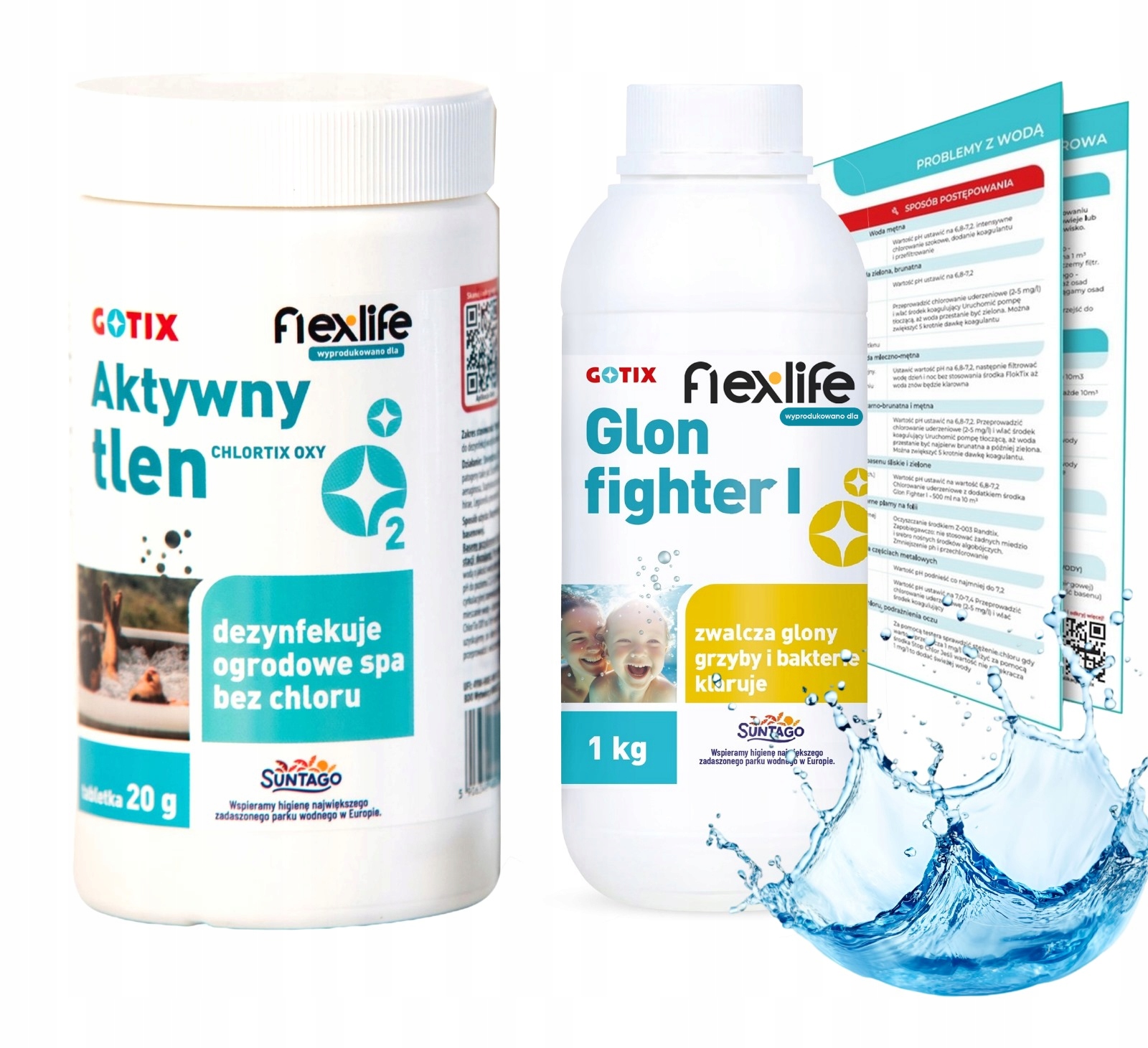 Chemia do Spa basenu Gotix Antyglon aktywny chlor zestaw startowy 2W1!!!