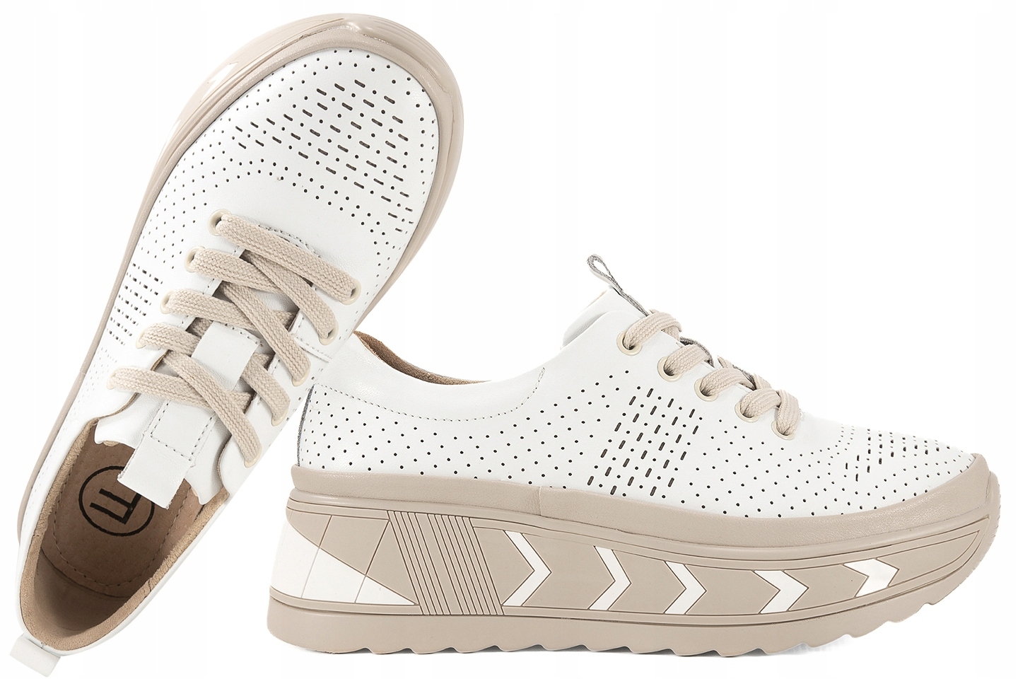 Filippo DP7804 Ažurové Polobotky Tenisky Na Platformě, Kožené, bílá 41