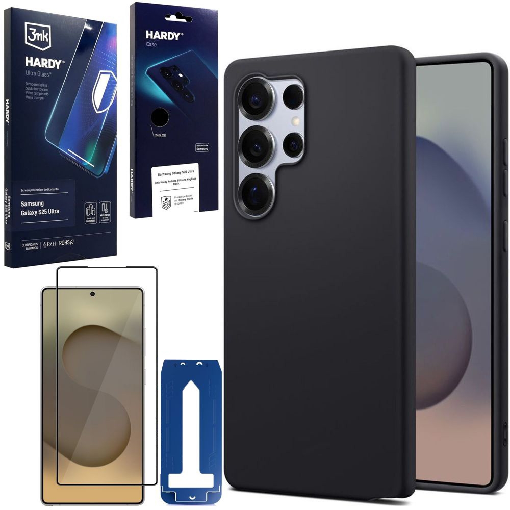 Set 3mk: Pouzdro Hardy Silicone MagCase Sklo pro Samsung Galaxy S25 Ultra