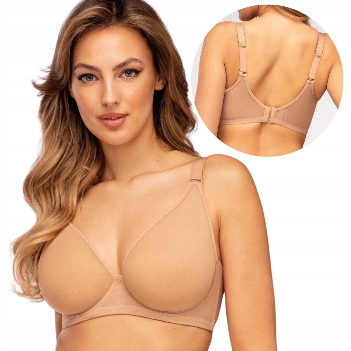 Biustonosz spacer lekki oddychający miseczki komfort Unikat Gemma beż 85D