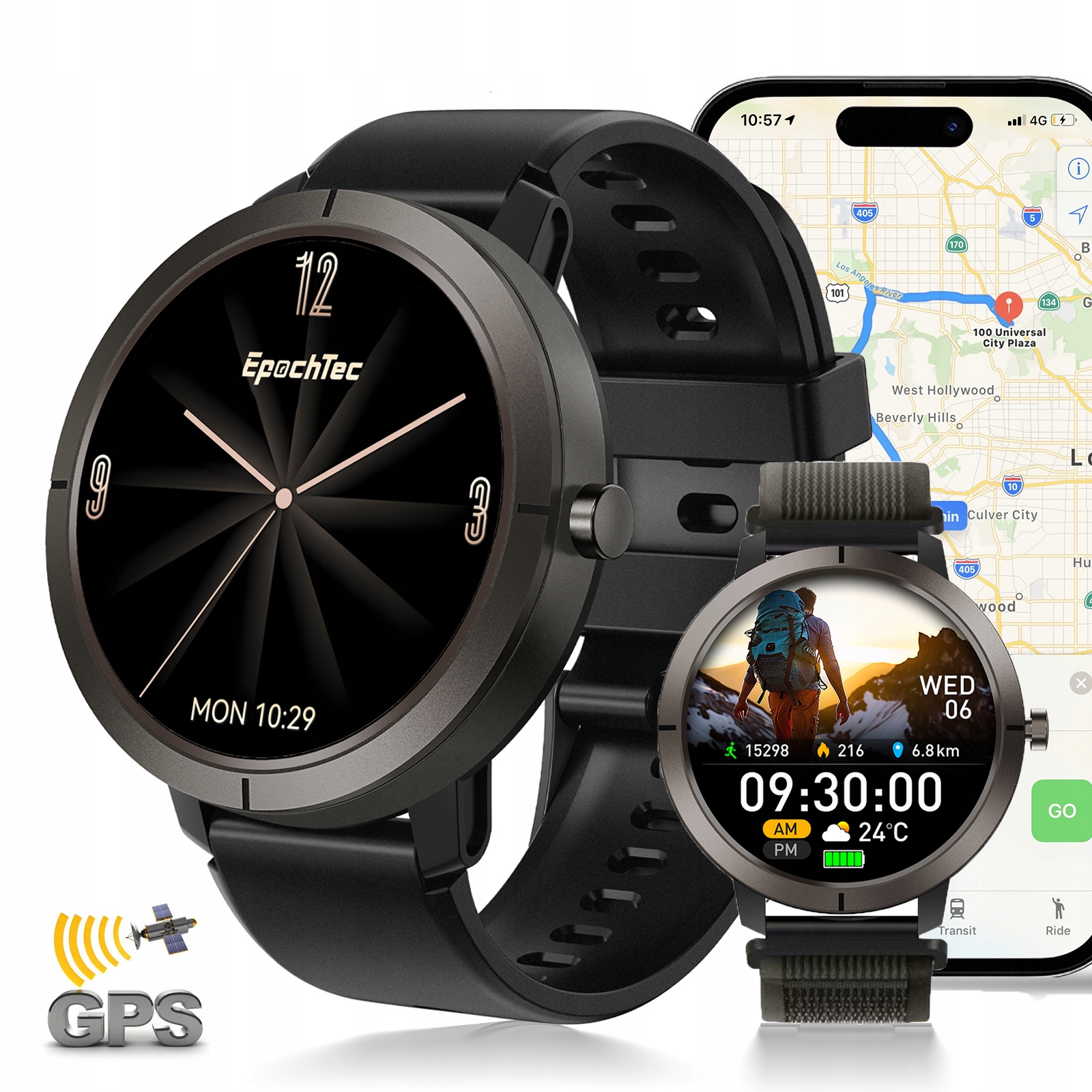 Chytré hodinky pánské Gps hodinky 1.32" Amoled 5ATM vodotěsné Sportovní hovory Pl Menu