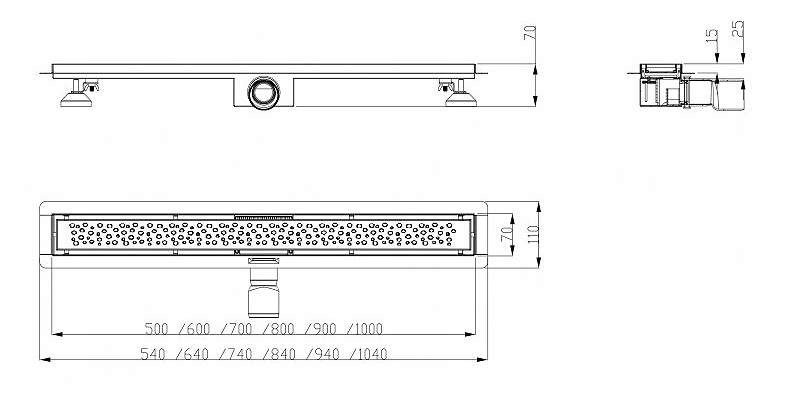 Odpływ liniowy Hydroland SIMPLE 50 cm Długość 50 cm