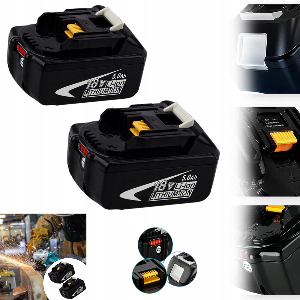 Náhradní Akumulátor Baterie 18V/21V 5AH Pro Makita BL1850B Nabíječka