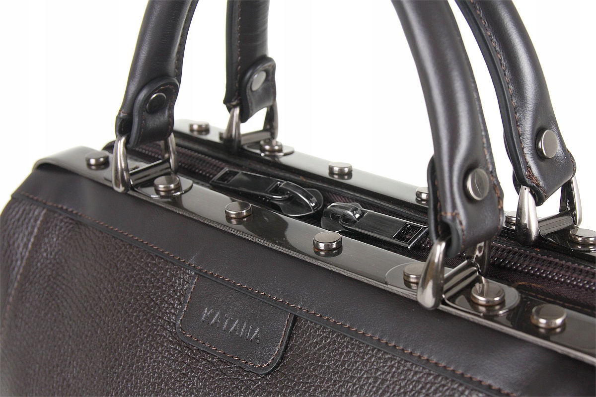 KUFER SKÓRZANY PODRÓŻNY KUFEREK LEKARSKI TORBA Kolor brązowy