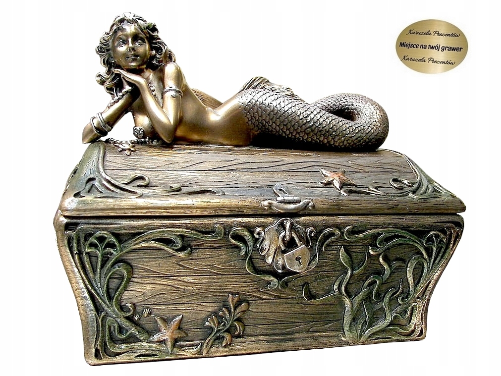 Secesní Krabička S Mořskou Pannou Strážnicí Vašich Drobných Pokladů VV