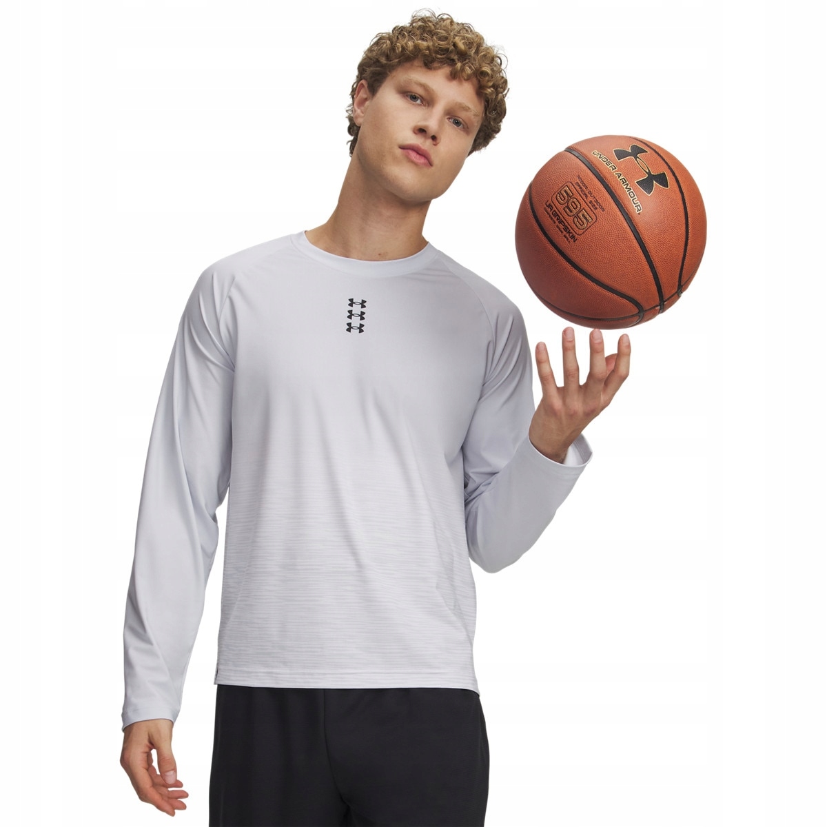 Męski longsleeve do koszykówki Under Armour Hoops Performance Ls Szary M