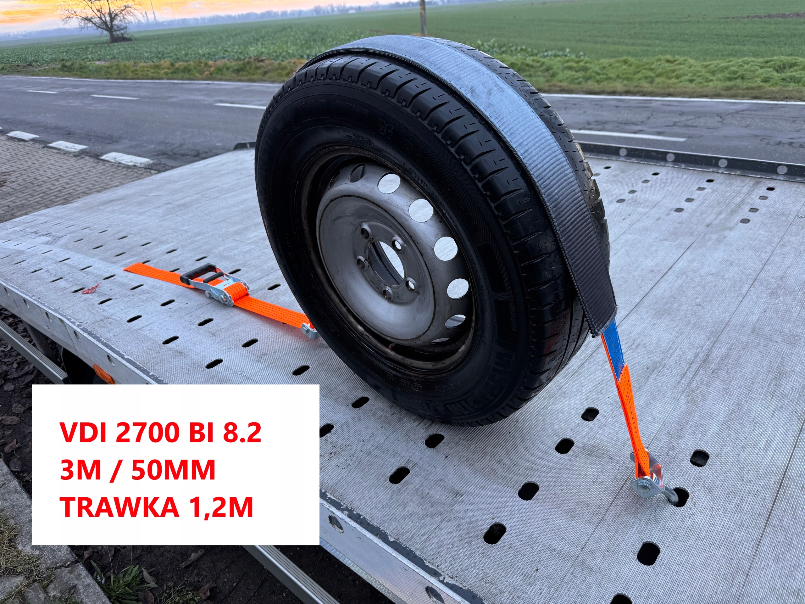 Přepravní pás v souladu s normou VDI 2700 8.2 5T 50 mm 3 m 4% Otočný 120 cm