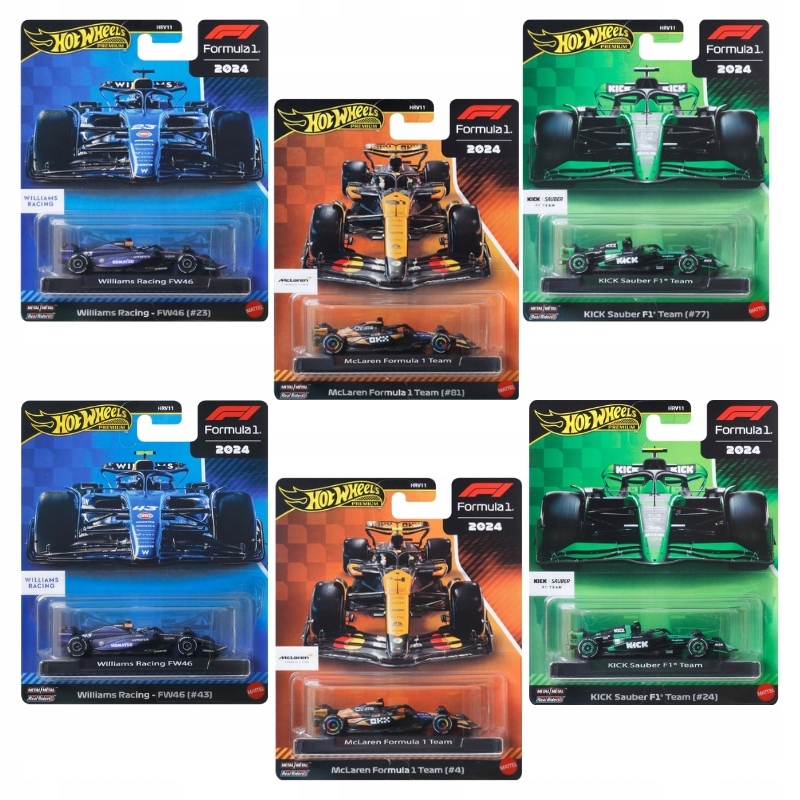 Zestaw Hot Wheels Premium Formuła 1 F1 JBM11 JBM13 JBM15 JBM20 JBM23 JBM25
