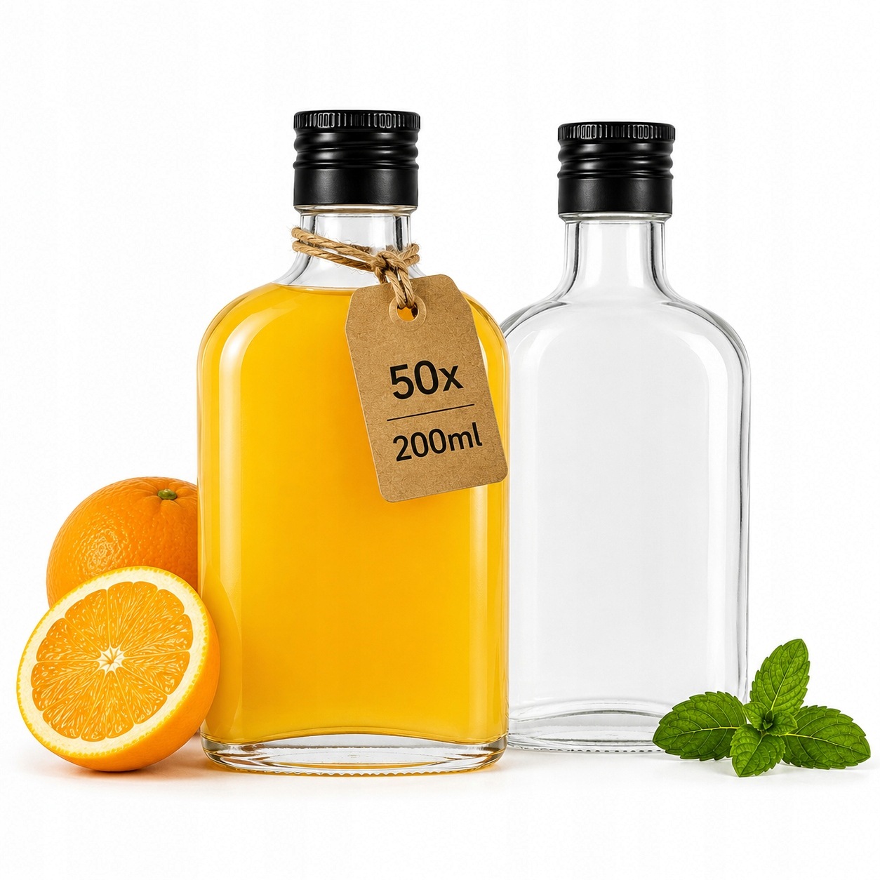 50x láhev Placatka 200 ml šroubovací víčko na Bimber Likéry Vodku svatba