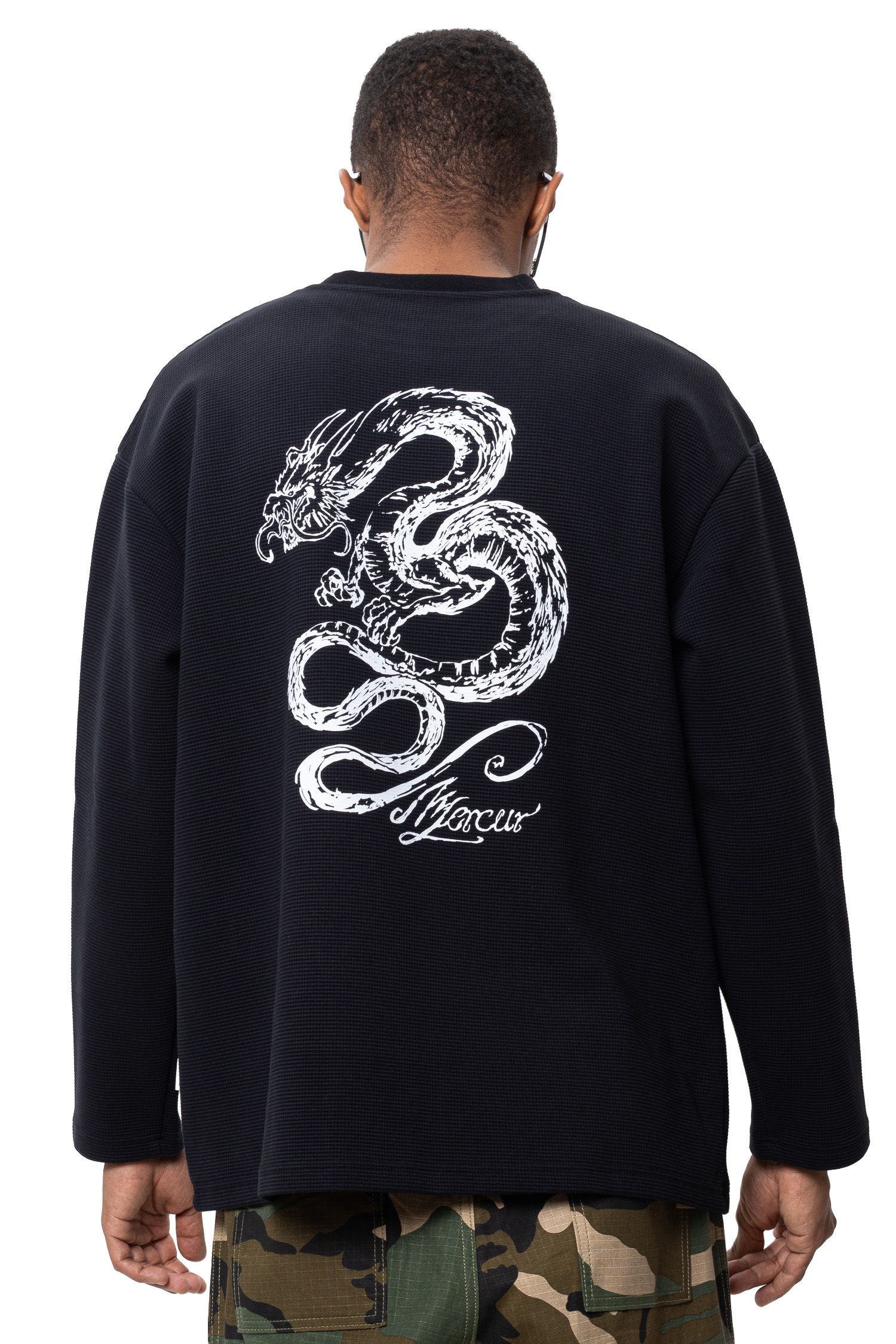 Dlouhý rukáv Mercur Dragon Waffle M černý