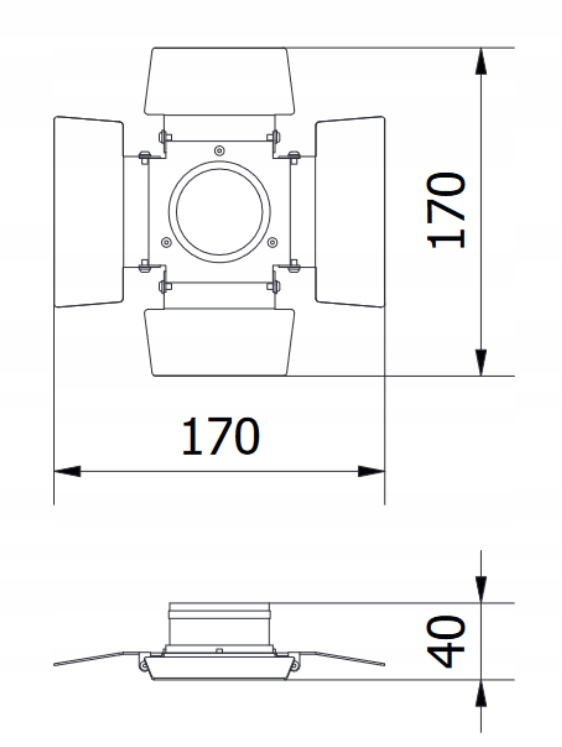 Końcówka do oprawy na szynoprzewód LIMA i GROSSO,C Typ odbłyśnik