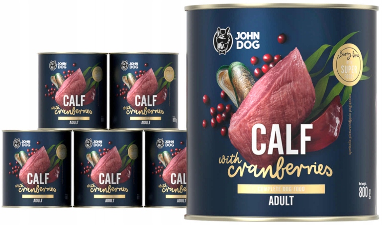 Berry Line mokra karma dla psa Cielęcina Z Żurawiną John Dog 6x800 g