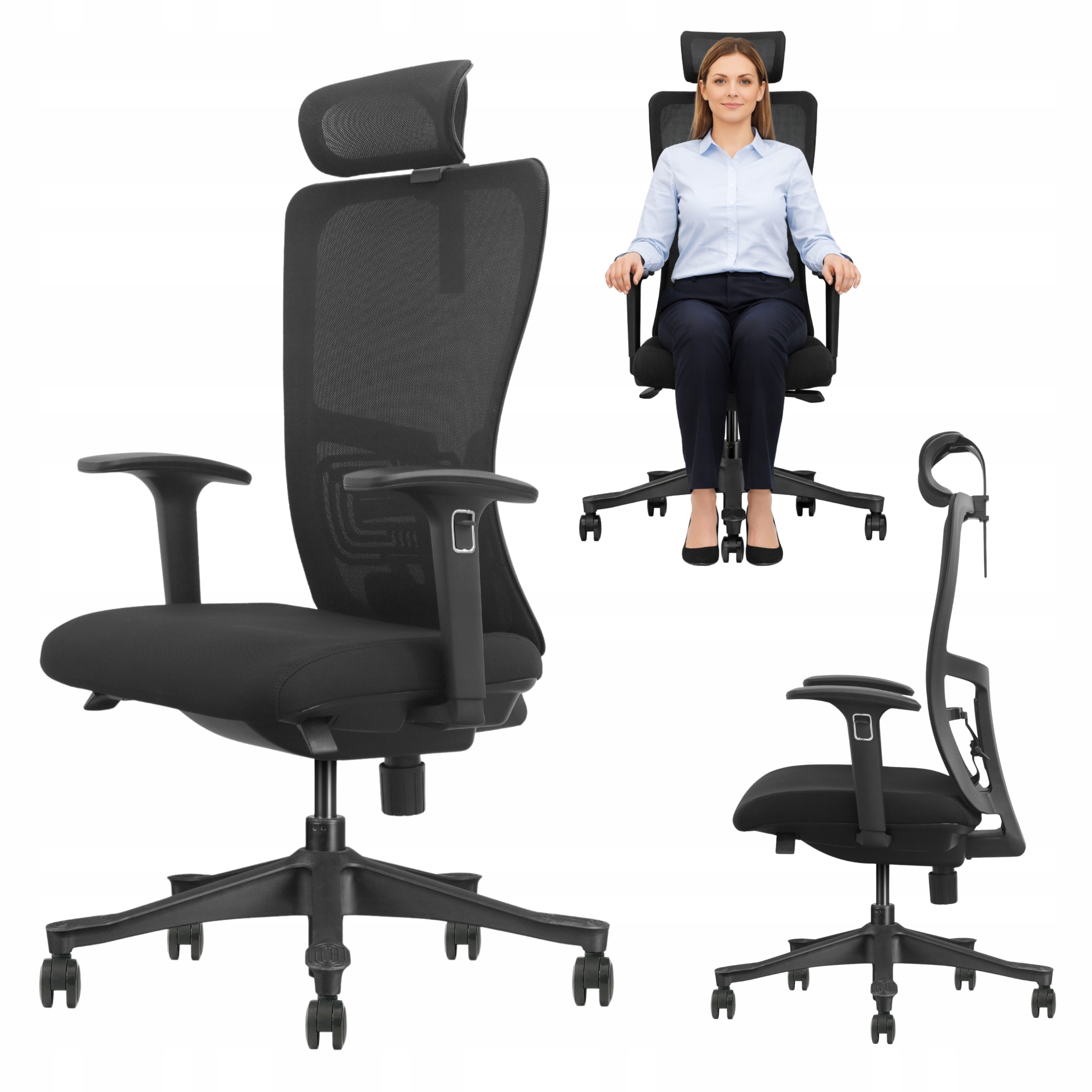 Ergonomicky otočná, nastaviteľná kancelárska stolička SK5BH Premium