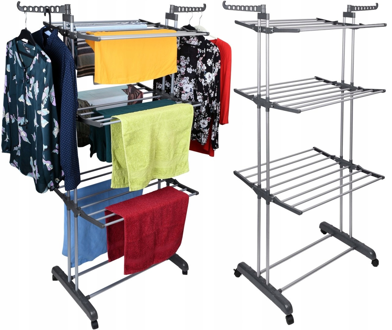 Levně Volně stojící Sušák prádla Sonora, šedá, 3 úrovně