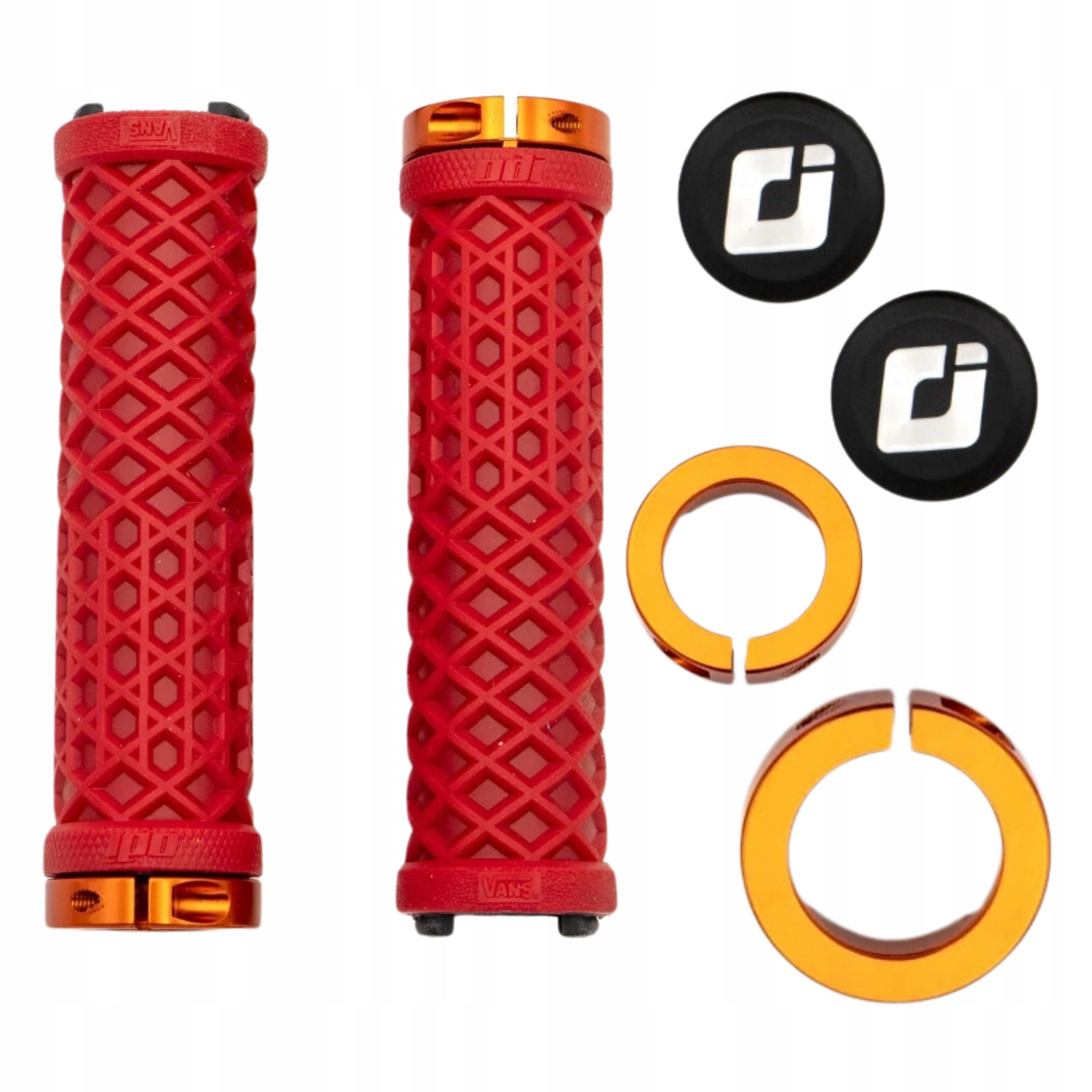 Gripy na kolo Odi x Vans Lock-On červené oranžové 130 mm