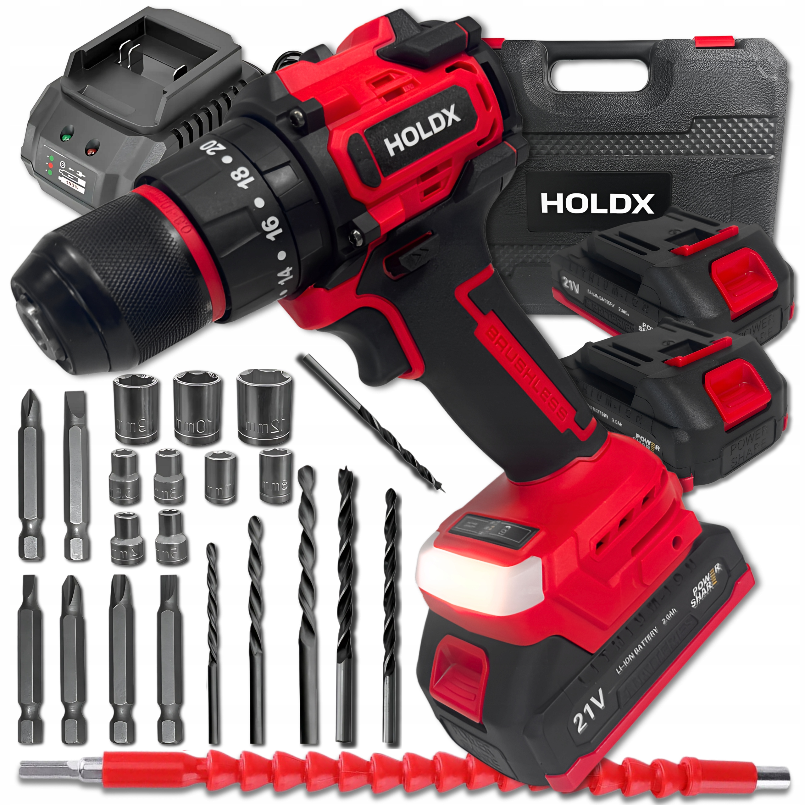 Aku Vrtačka Příklepová 21V 2XAKU 2.0Ah Sada XL Kufr