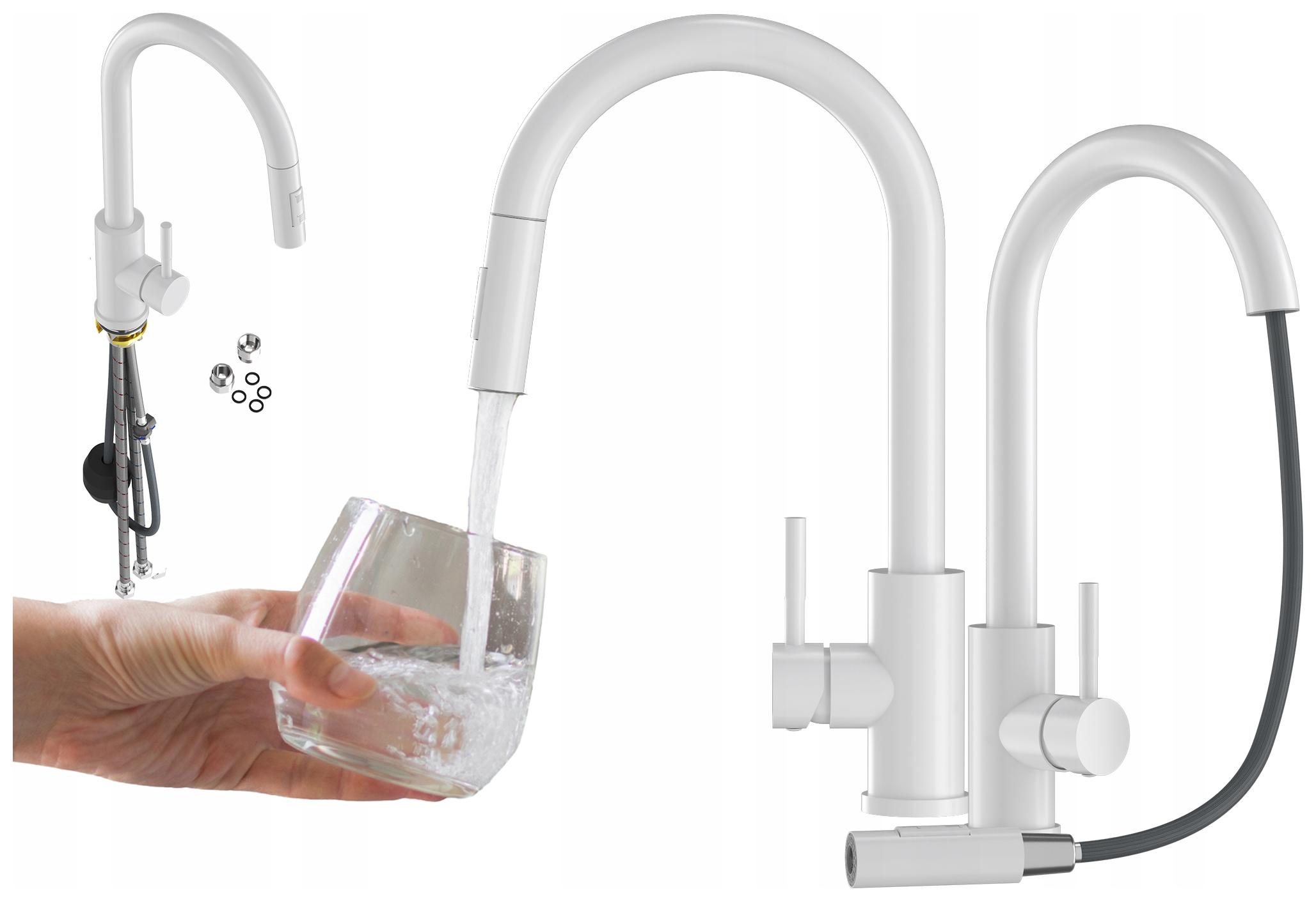 Kuchynská Batéria Biela S Výsuvným Výtokom, Kohútik Do Drezu Loseto