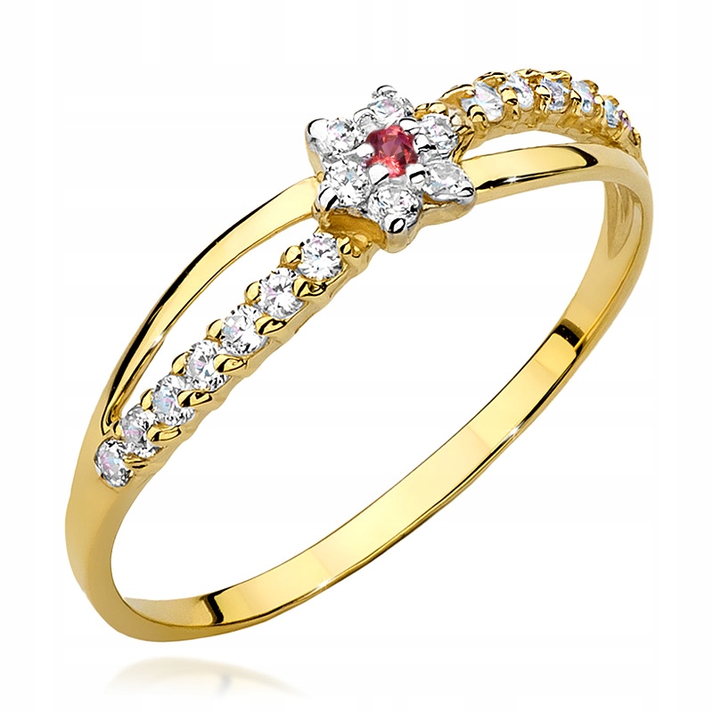 Złoty Pierścionek Zaręczynowy 333 8K Cyrkonie r24