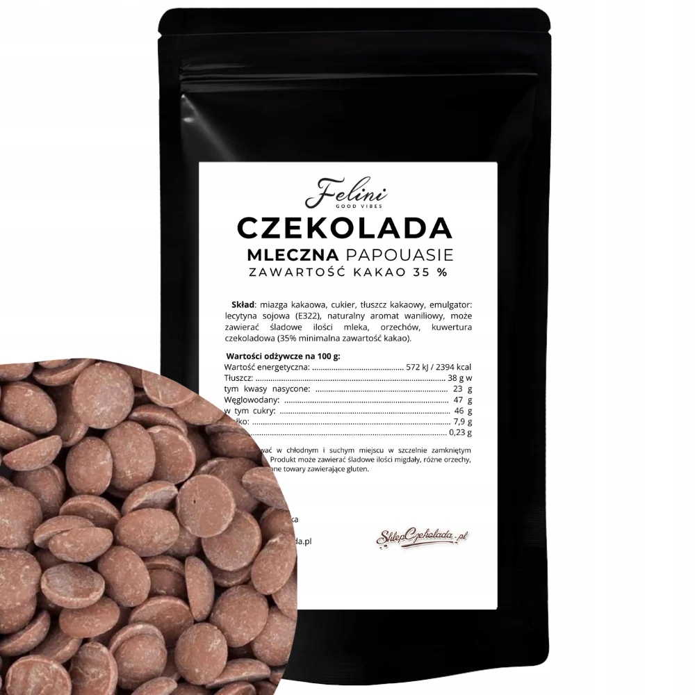Levně Felini čokoláda mléčná Papouasie 35% 500 g