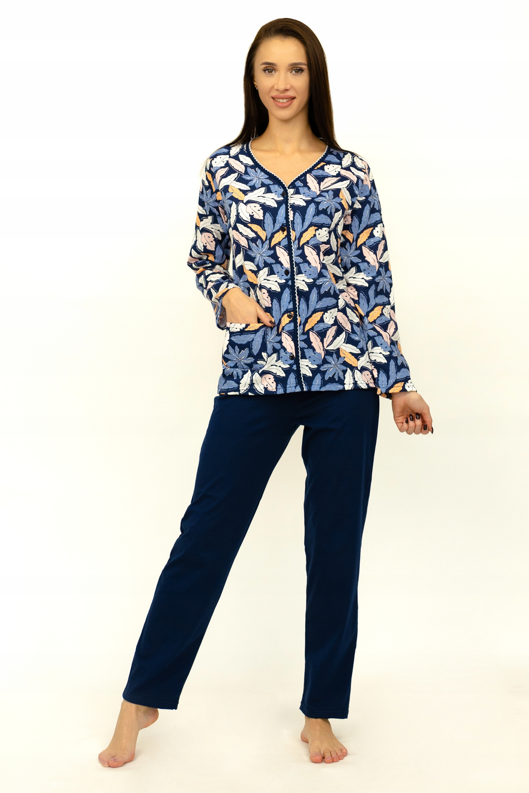 Dlouhé Dámské Pyžamo Kuba S Rozepínací Kapsou Na Zip