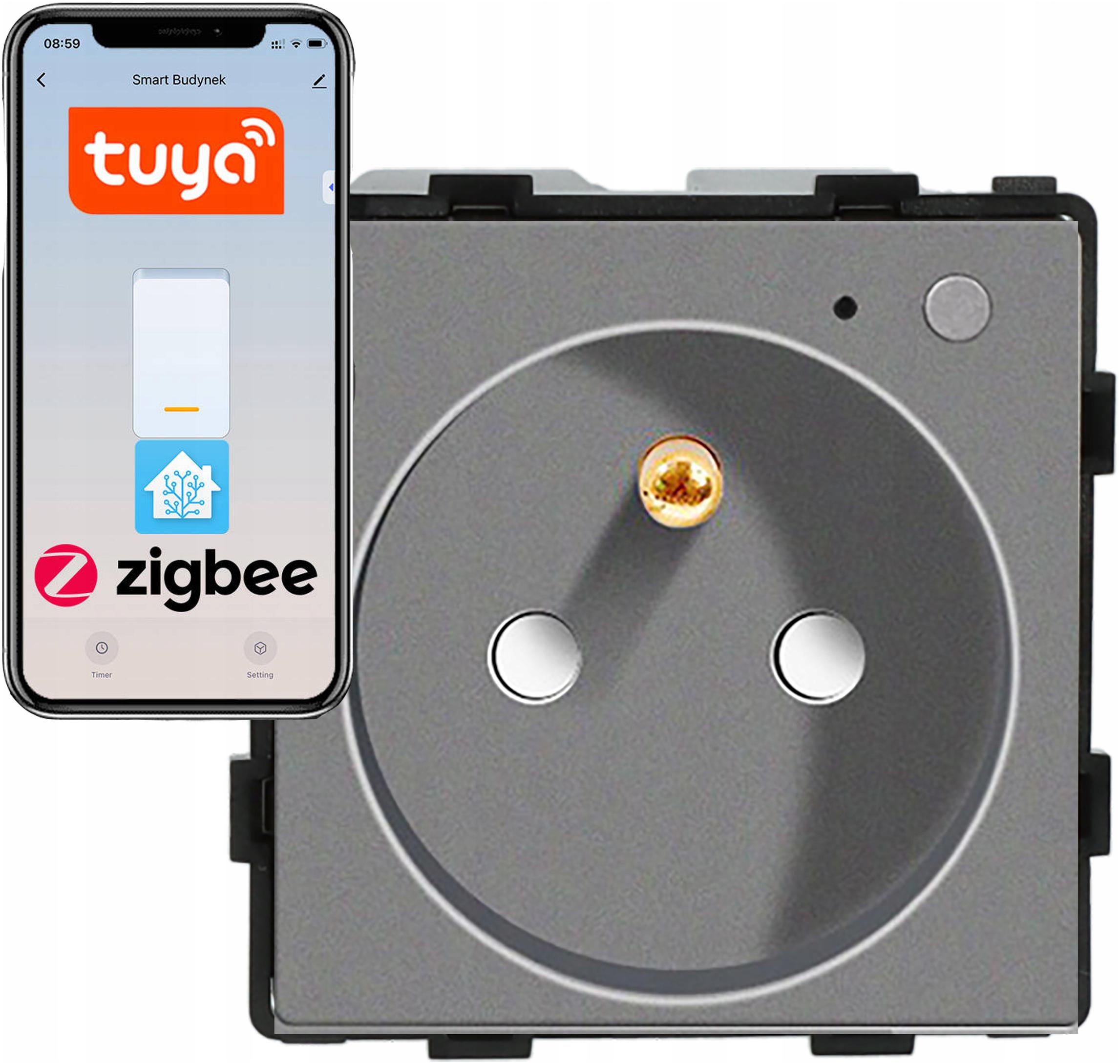 Modul Zásuvka Inteligentní Zásuvka 230V S Kolíkem Šedá ZigBee 1F